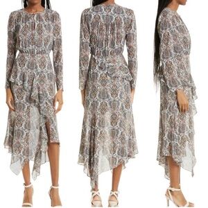 VERONICA BEARD Suzan Long Sleeve
Handkerchief Hem Paisley Dress
Size: 8